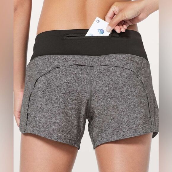 Lululemon Run Times Short II *4" Heather Lux Multi Black / Black (First Release) - Picture 3 of 8